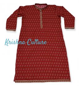 Red and Green Kurti for Women with 2 pockets